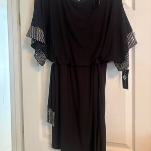 Jessica Howard Elegant Black Dress with Silver Accents